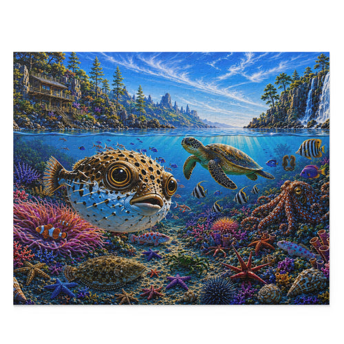 Ocean Portals No. 1 — Pufferfish Cove Collectible Jigsaw Puzzle (120/252/500 pieces)