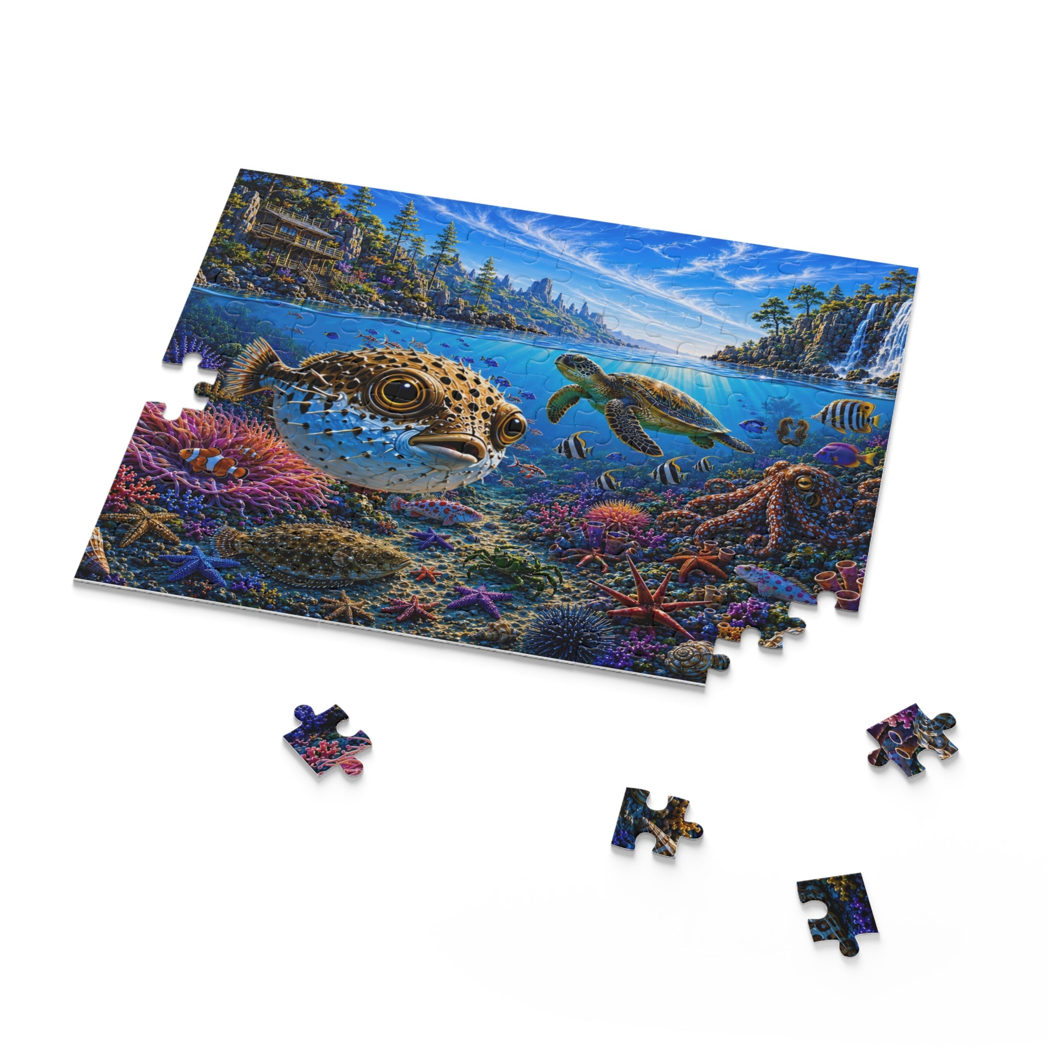 Ocean Portals No. 1 — Pufferfish Cove Collectible Jigsaw Puzzle (120/252/500 pieces)